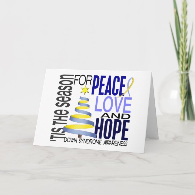 Peace Love Hope Christmas Holiday Down Syndrome Card (Front)