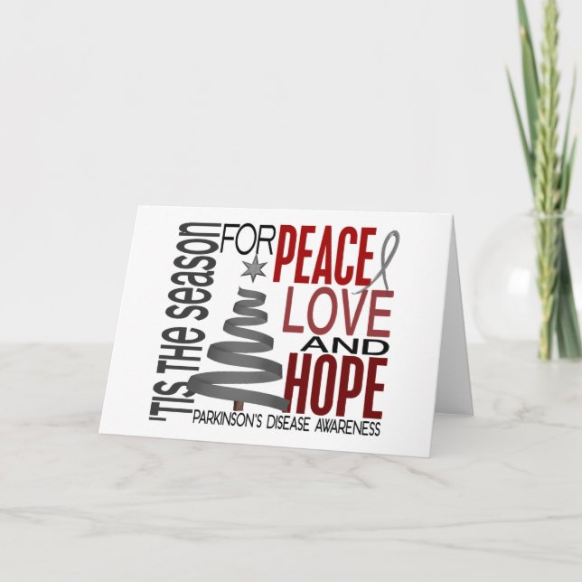 Peace Love Hope Christmas Parkinson's Disease Holiday Card (Front)