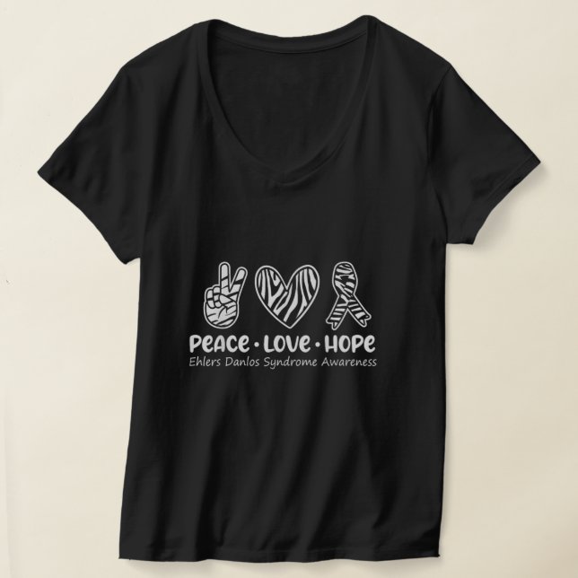 Peace Love Hope Ehlers Danlos Awareness T-Shirt (Laydown)