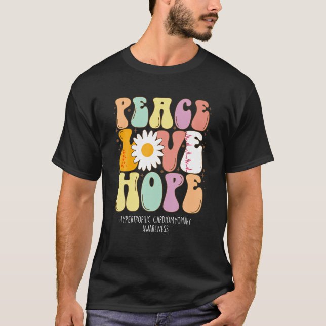 Peace Love Hope Hypertrophic Cardiomyopathy Awaren T-Shirt (Front)