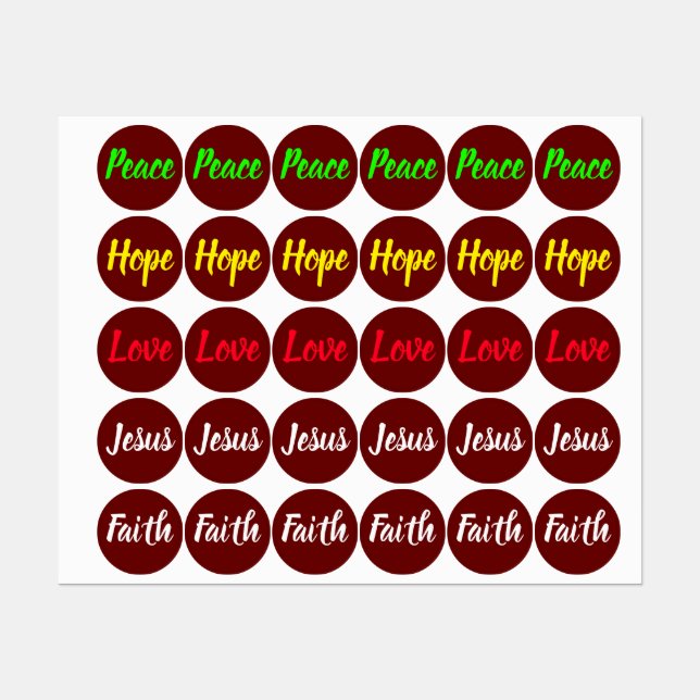 PEACE, LOVE, HOPE, JESUS, FAITH (Sheet)