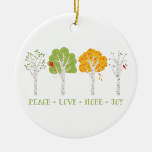 Peace Love Hope Joy Ceramic Tree Decoration