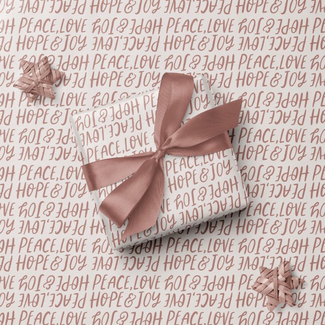 Peace love hope joy simple neutral holiday wrapping paper (Creator Uploaded)