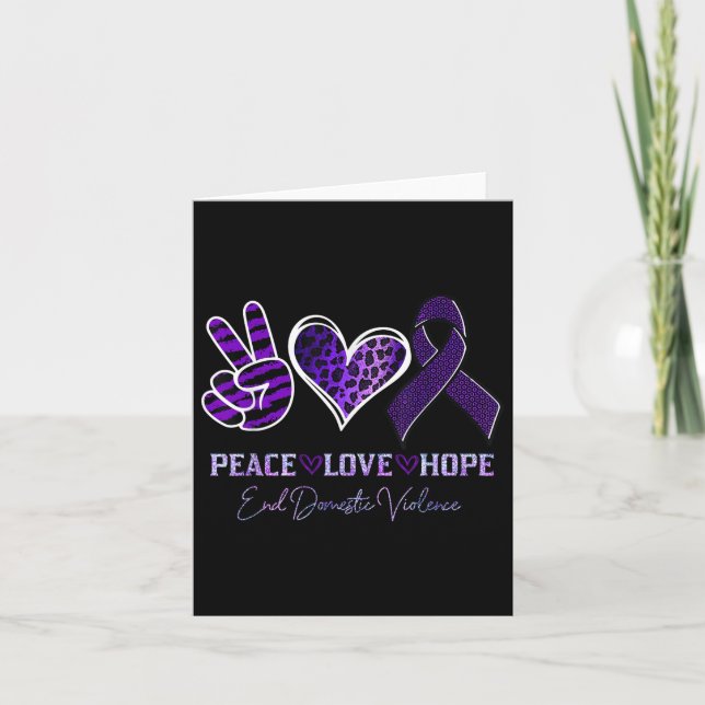 Peace Love Hope Leopard End Domestic Violence Awar Card (Front)