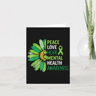 Peace Love Hope Mental Health Awareness Green Ribb Card