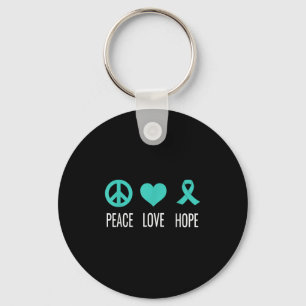 Peace Love Hope Ovarian Cancer Awareness  Key Ring