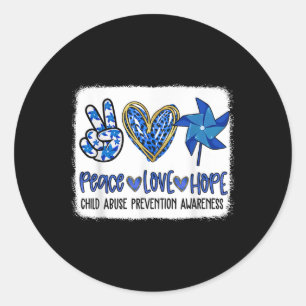 Peace Love Hope Pinwheel Blue Child Abuse Preventi Classic Round Sticker