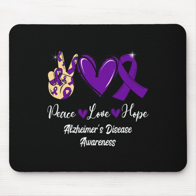Peace Love Hope Purple Ribbon Alzheimer Disease Aw Mouse Pad (Front)
