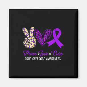 Peace Love Hope Purple Ribbon Drug Overdose Awaren Magnet