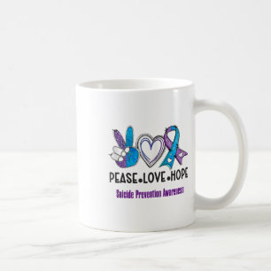 Peace Love Hope Suicide Prevention Awareness Heart Coffee Mug