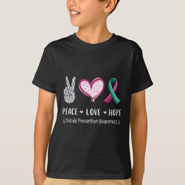 Peace Love hope suicide prevention awareness men w T-Shirt (Front)