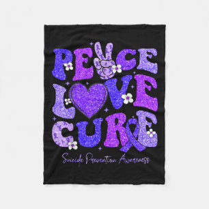 Peace Love Hope Suicide Prevention Awareness Menta Fleece Blanket