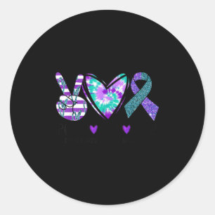 Peace Love Hope Suicide Prevention Awareness Tie-d Classic Round Sticker