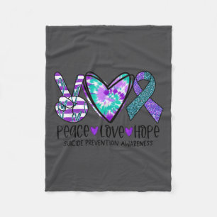 Peace Love Hope Suicide Prevention Awareness Tie-d Fleece Blanket