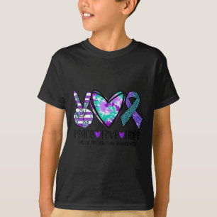 Peace Love Hope Suicide Prevention Awareness Tie-d T-Shirt