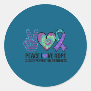 Peace Love Hope Suicide Prevention Tie Dye Awarene Classic Round Sticker