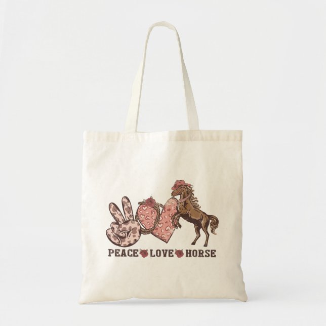 Peace Love Horse Tote Bag (Front)
