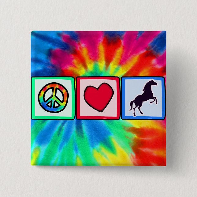 Peace, Love, Horses 15 Cm Square Badge (Front)