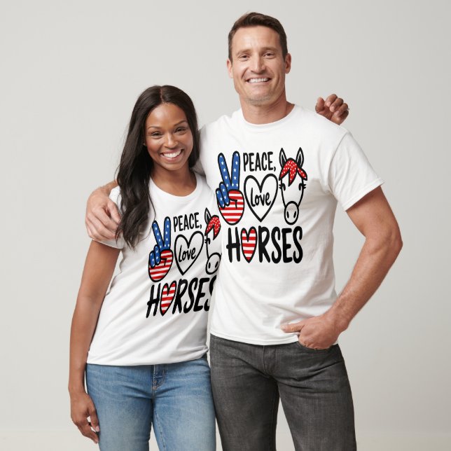 Peace Love Horses America Tee (Unisex)