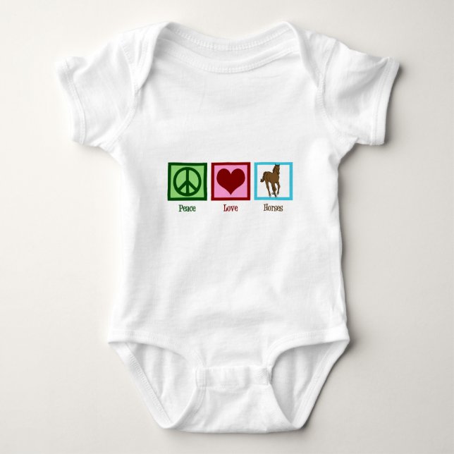 Peace Love Horses Baby Bodysuit (Front)