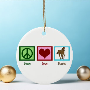 Peace Love Horses Ceramic Tree Decoration