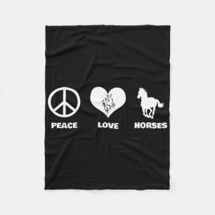 Peace Love Horses Equestrian Horseback Riding Fleece Blanket