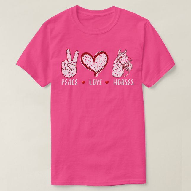 peace love horses for men women gifts Horseback Ri T-Shirt (Design Front)