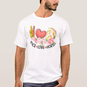 Peace Love Horses Funny For Horse Lover Girls Esse T-Shirt