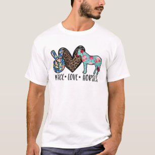 Peace Love Horses Funny For Horse Lover Girls Esse T-Shirt