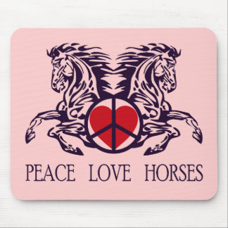 PEACE LOVE HORSES MOUSE PAD