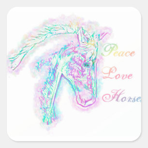 Peace Love Horses Square Sticker