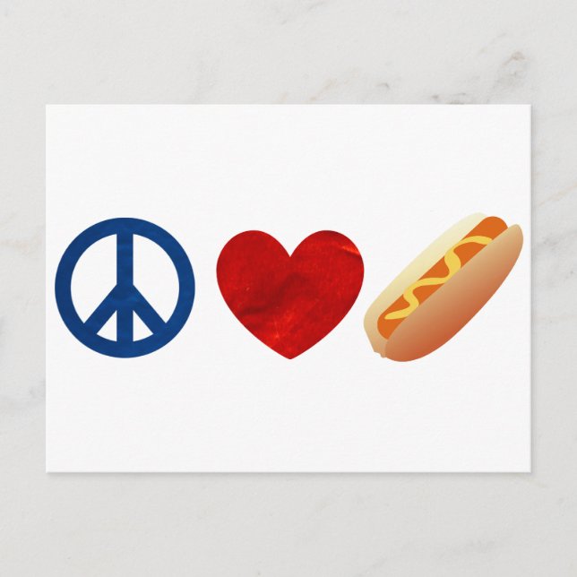 Peace Love Hotdog Postcard (Front)