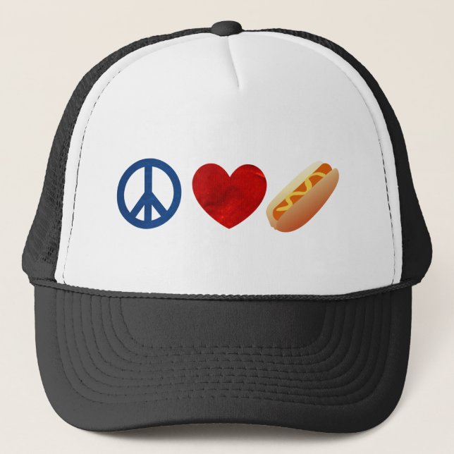 Peace Love Hotdog Trucker Hat (Front)