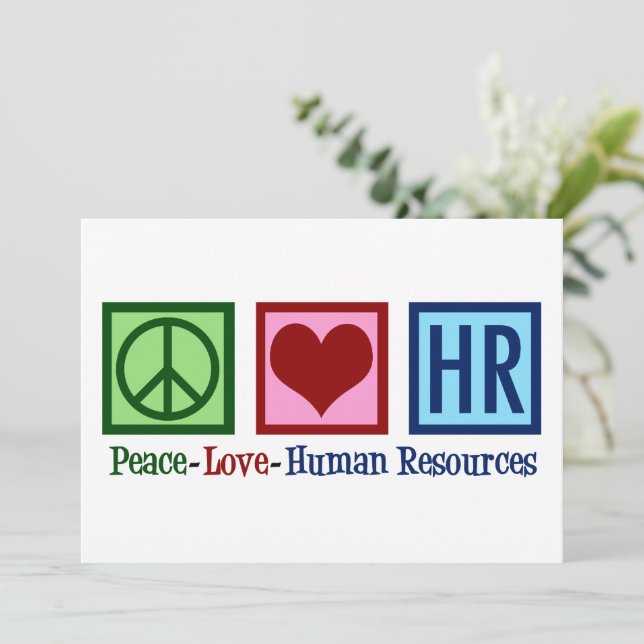 Peace Love HR Human Resources Card (Standing Front)
