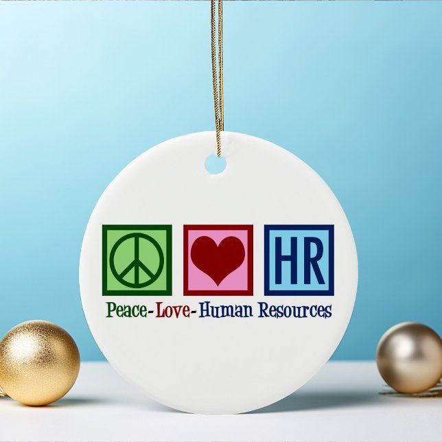 Peace Love HR Human Resources Christmas Ceramic Tree Decoration (Creator Uploaded)
