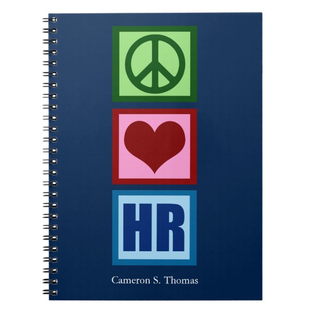 Peace Love HR Personalised Human Resources Notebook (Front)