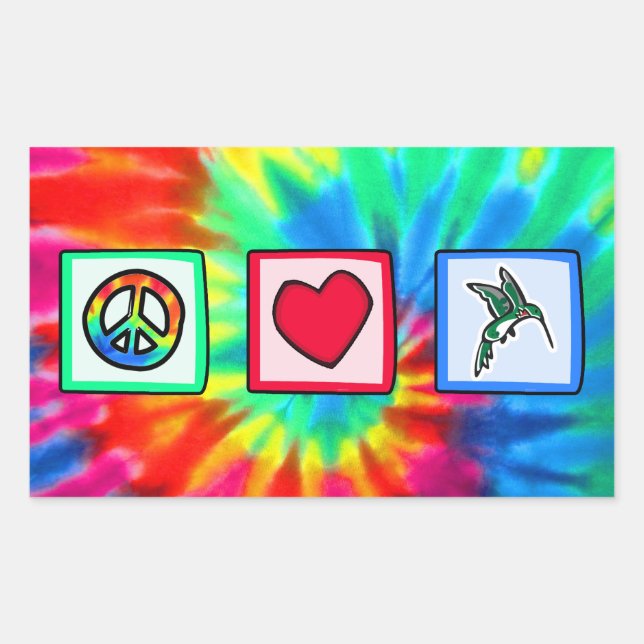 Peace, Love, Hummingbirds Rectangular Sticker (Front)
