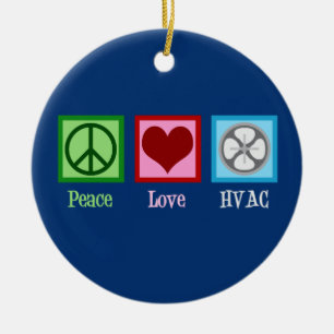 Peace Love HVAC Company Ceramic Tree Decoration