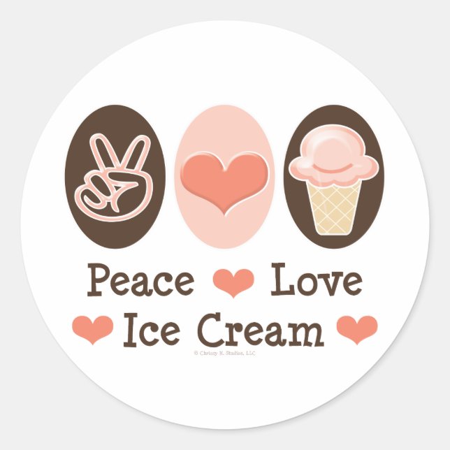 Peace Love Ice Cream Stickers (Front)
