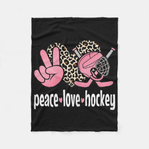Peace Love Ice Hockey Cute Ice Hockey Women Girls Fleece Blanket