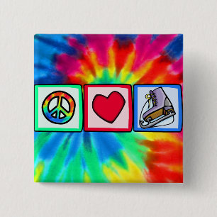 Peace, Love, Ice Skate 15 Cm Square Badge