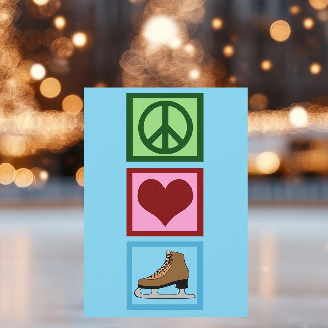 Peace Love Ice Skating Holiday Card (Creator Uploaded)