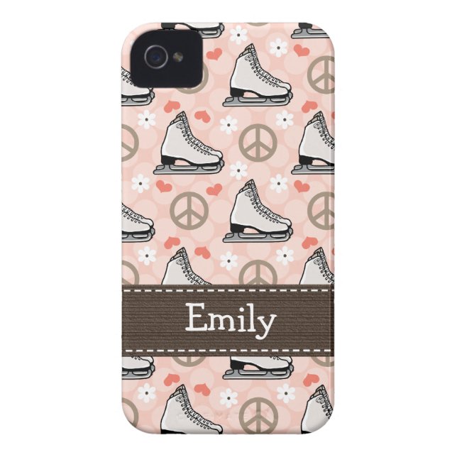 Peace Love Ice Skating iPhone 4 4s Case-Mate Cover (Back)