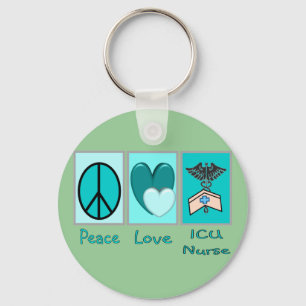 Peace Love ICU Nurse Key Ring