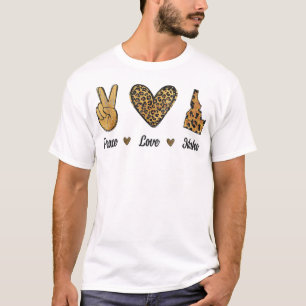 Peace Love Idaho Leopard Flag Map Souvenirs For Me T-Shirt