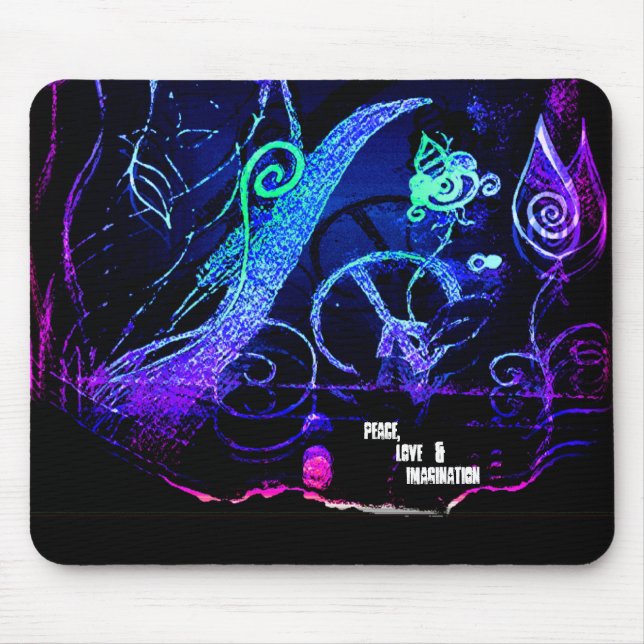 Peace, Love & Imagination mousepad (Front)