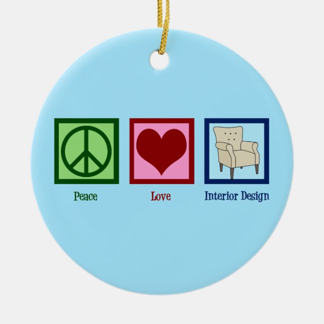 Peace Love Interior Design Ceramic Tree Decoration (Front)