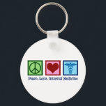 Peace Love Internal Medicine Key Ring<br><div class="desc">Peace Love Internal Medicine. A cool internist gift for internists or physicians who diagnose disease. This doctor gift features a peace sign,  heart,  and medical caduceus.</div>
