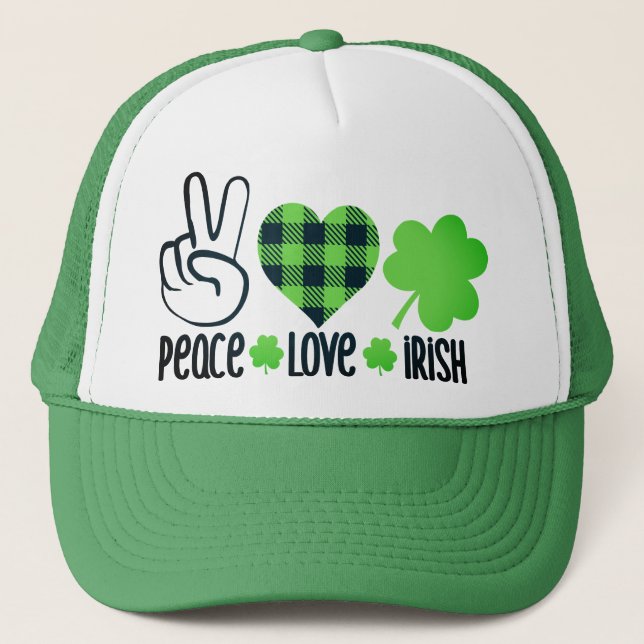 Peace Love Irish-60682 Trucker Hat (Front)