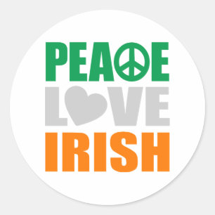 Peace Love Irish Classic Round Sticker